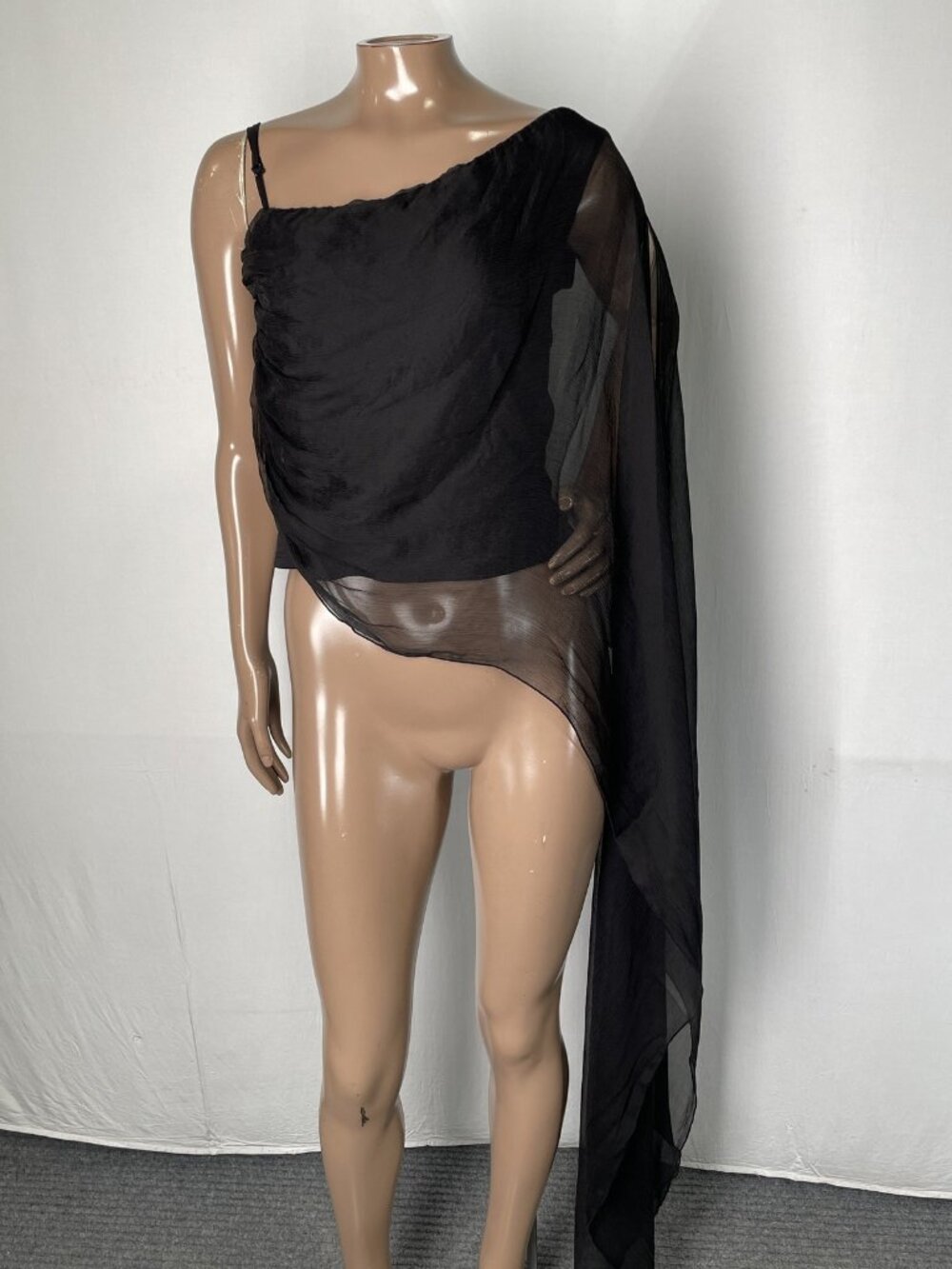 Eb Denim Womens Top Black Size M Tess Layered Mesh Sleeveless Silk Lightweight